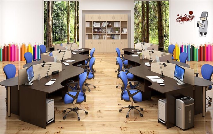 Комплект офисной мебели SIMPLE с эргономичными столами и шкафом в Абакане - изображение 4
